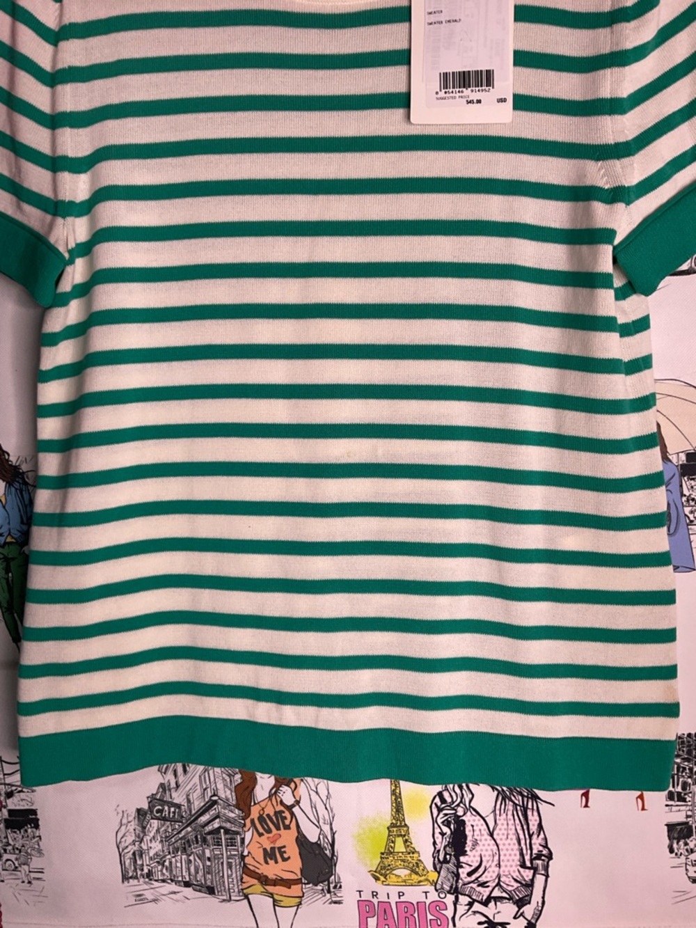 MaxMara Kids Green & White Striped Short Sleeve Tee - Picture 4 of 4